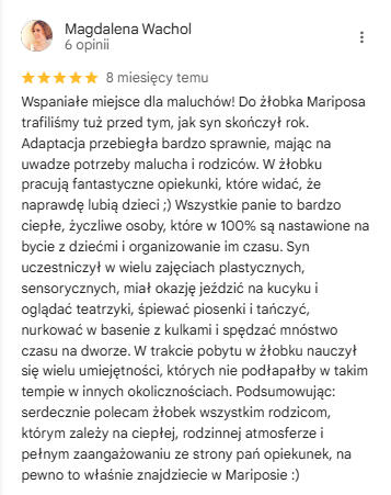Відгук про дитячий садок Mariposa